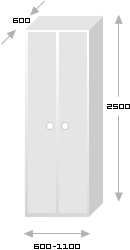 схема двустворчатого балконного шкафа